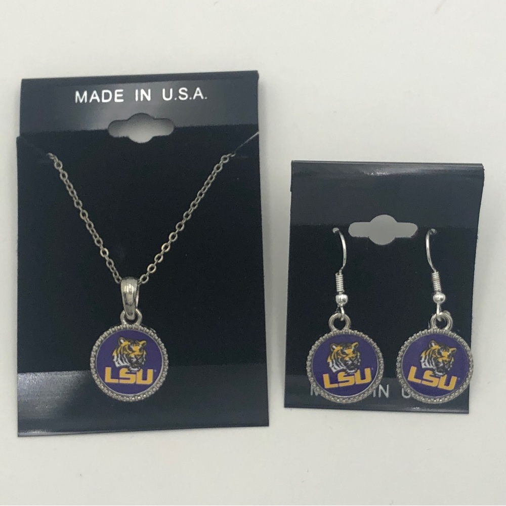 LSU Necklace Earrings Set Louisiana State University